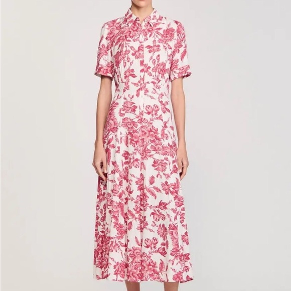 Sandro floral print midi dress - Picture 1 of 5